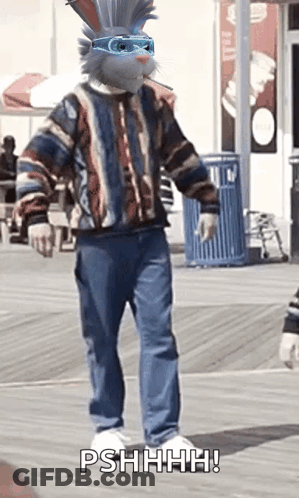 Man In Bunny Costume And Sunglasses Says Pshhhh GIF