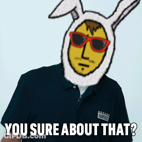 Man In Bunny Mask And Sunglasses Says You Sure About That GIF