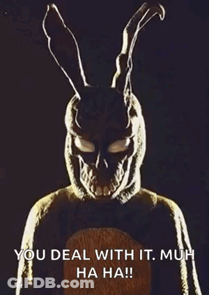 Man In Bunny Mask Says You Deal With It Much Ha Ha GIF