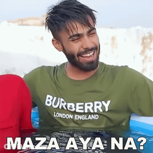 Man In Burberry London England T-Shirt Smiling GIF