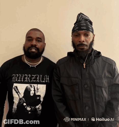 Man In Burzum Shirt Standing Next To Another GIF
