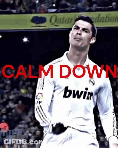 Man In Bwin Jersey With Calm Down Sign GIF