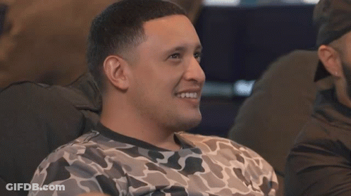 Man In Camo Shirt Says Dubs In Front Of Group GIF