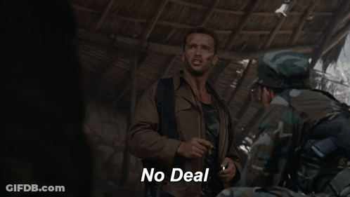 Man In Camouflage Jacket Says No Deal GIF