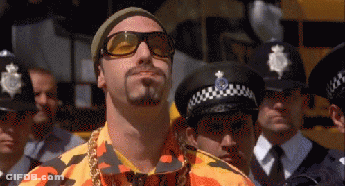 Man In Camouflage Shirt And Sunglasses With Police Officers GIF