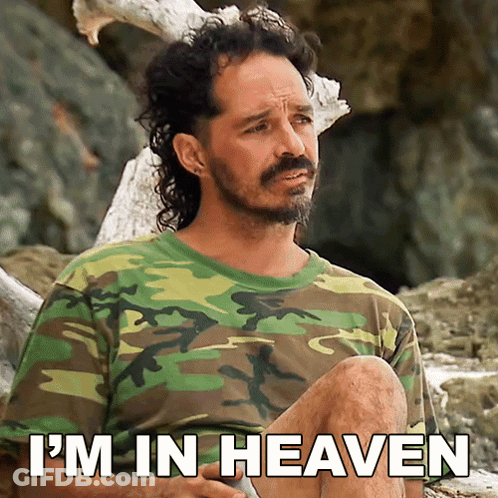 Man In Camouflage Shirt Saying Im In Heaven GIF