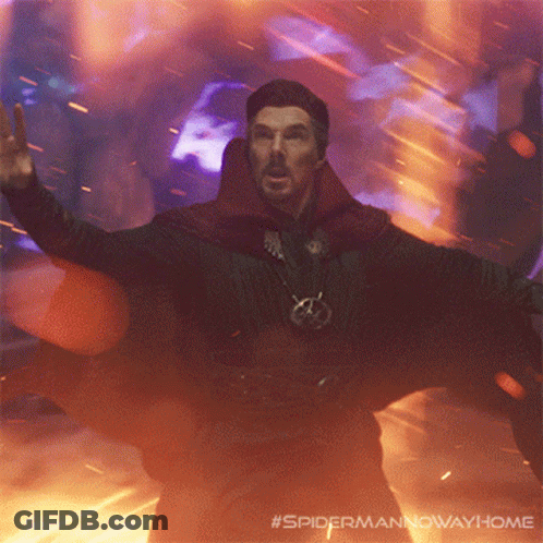 Man In Cape Standing At Fire #Spidermannowwayhome GIF