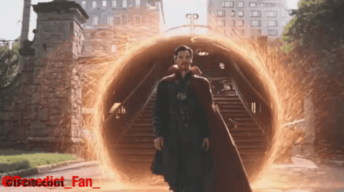 Man In Cape Standing By Fire SpiderMan No Way Home GIF