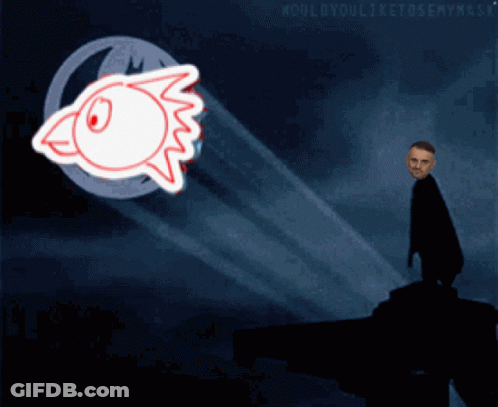 Man In Cape With Cartoon Fish Saying Would You Like To See My Ass GIF