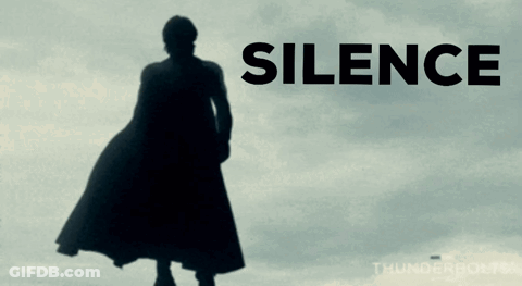 Man In Cape With Silence Above Cloudy Sky GIF