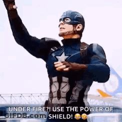 Man In Captain America Costume Arms Outstretched GIF
