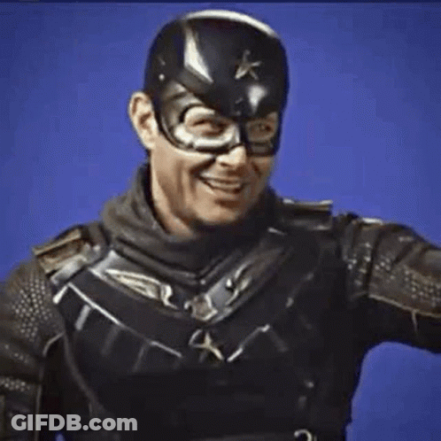 Man In Captain America Costume Making Funny Face GIF