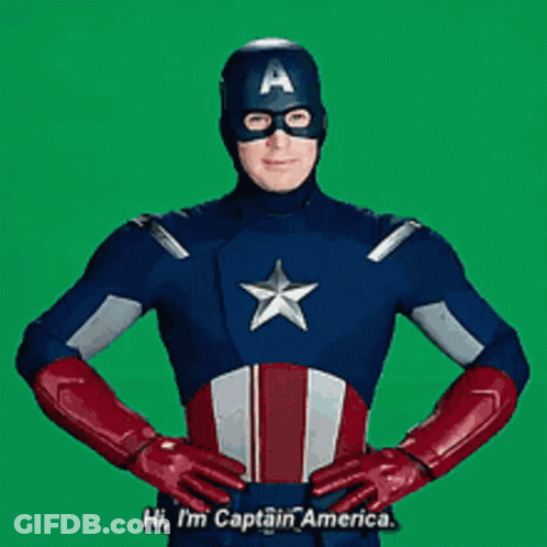Man In Captain America Costume Saying Hi GIF