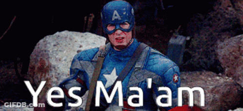 Man In Captain America Costume Saying Yes Ma'am GIF