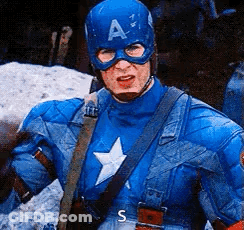 Man In Captain America Costume With Helmet And Goggles GIF