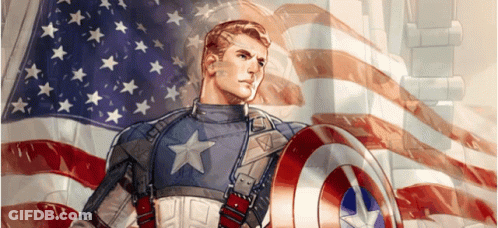 Man In Captain America Costume With Shield And Flag GIF