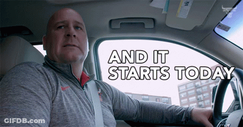 Man In Car Saying And It Starts Today GIF