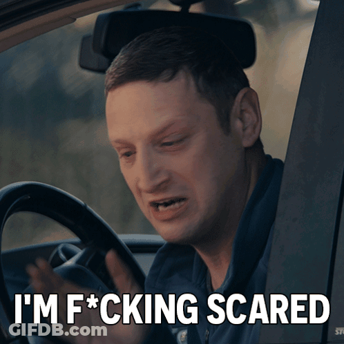 Man In Car Saying Im Fcking Scared GIF