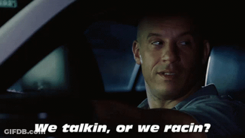 Man In Car We Talkin Or We Racin GIF