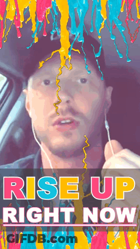 Man In Car With Ear Buds Rise Up Right Now GIF