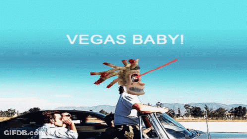 Man In Car With Mask Saying Vegas Baby GIF