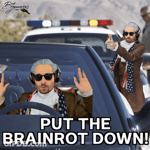 Man In Car With Put Brainrot Down GIF