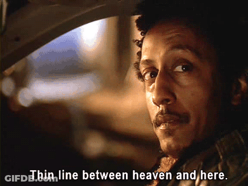 Man In Car With Thin Line Between Heaven And Here GIF