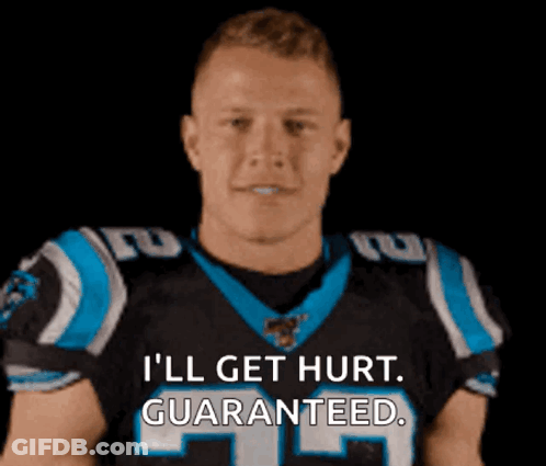Man In Carolina Panthers Jersey Says He'll Get Hurt Guaranteed GIF