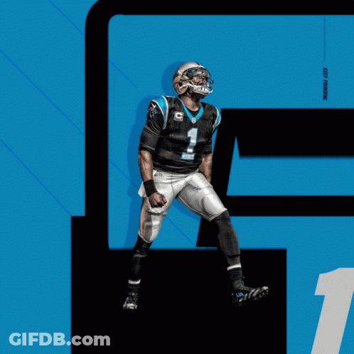 Man In Carolina Panthers Uniform Blue Background GIF