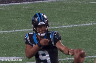 Man In Carolina Panthers Uniform Pointing GIF