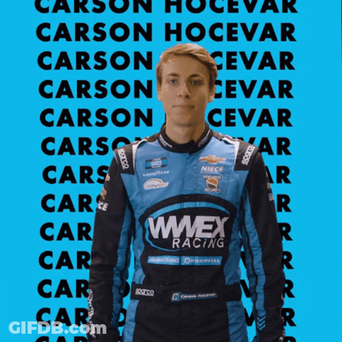 Man In Carson Racing Uniform Fist Bumping GIF