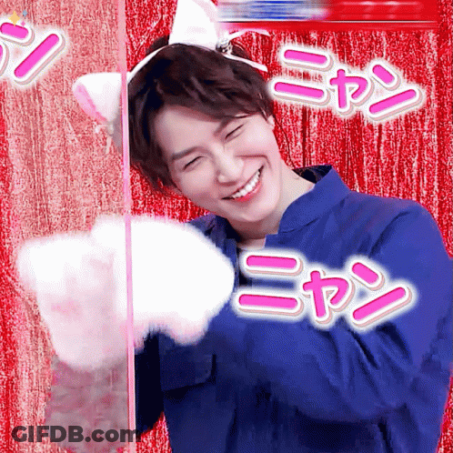 Man In Cat Ear Headband Holding Cat Paw GIF