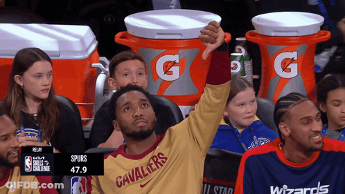 Man In Cavaliers Jersey Giving Thumbs Down GIF