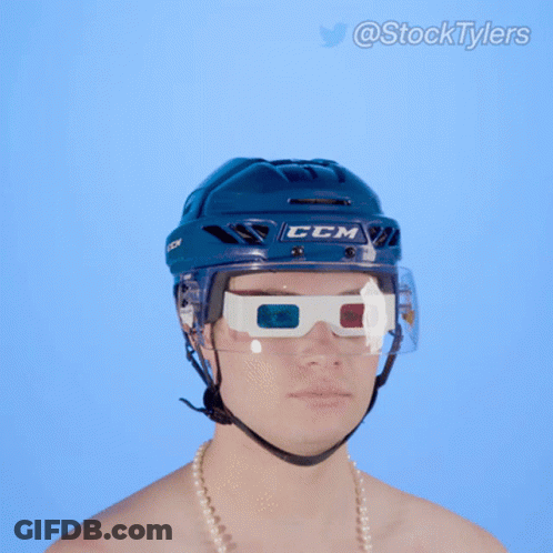 Man In CCM Helmet And 3D Glasses Saying Wagml GIF