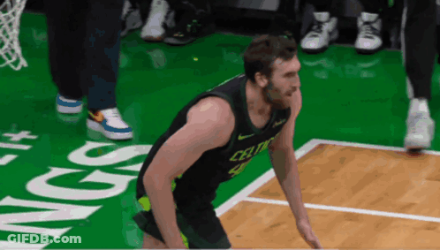 Man In Celtics Jersey On Court GIF