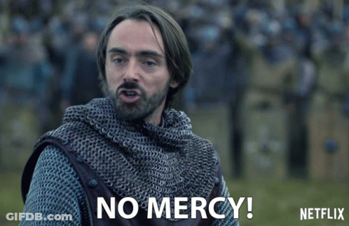 Man In Chain Mail Screaming No Mercy GIF