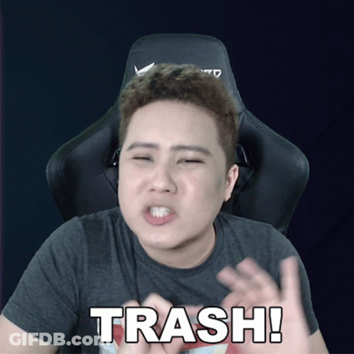 Man In Chair Making Funny Face Saying Trash GIF