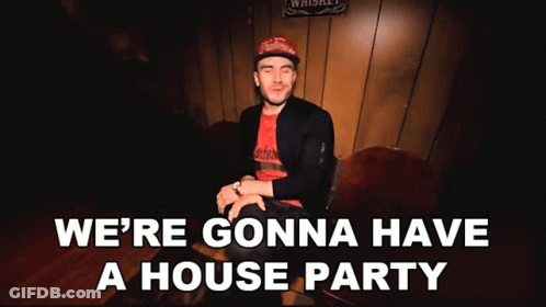 Man In Chair Saying We're Gonna Have A House Party GIF