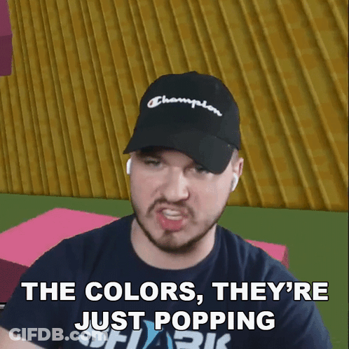 Man In Champion Hat Says Colors Popping GIF