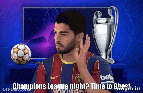 Man In Champions League Jersey Says Time To Ghost GIF