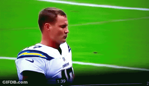 Man In Chargers Jersey On Field GIF