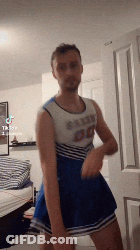 Man In Cheerleader Outfit Dancing GIF