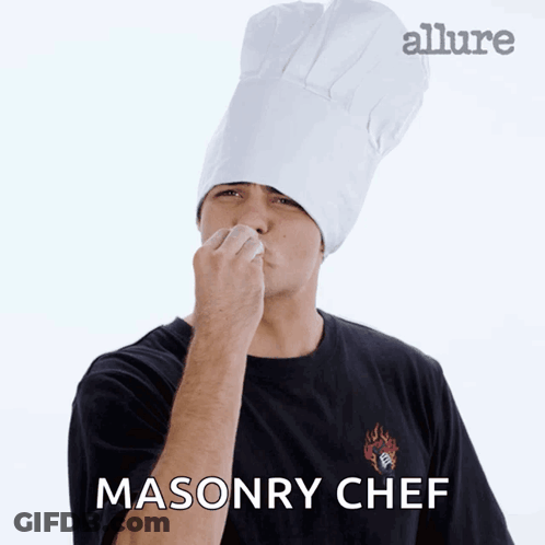 Man In Chef's Hat And Masonry Chef T-Shirt GIF