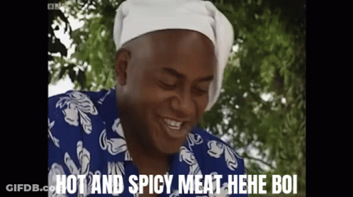Man In Chef's Hat Saying Hot Spicy Meat GIF