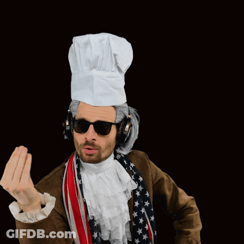 Man In Chef's Hat, Sunglasses And Scarf GIF