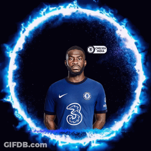 Man In Chelsea India Jersey Surrounded By Fire GIF