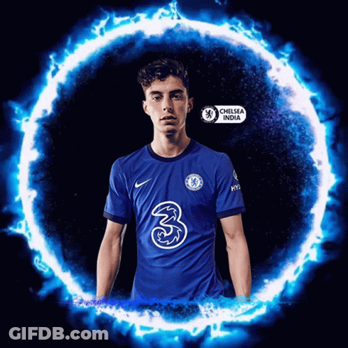 Man In Chelsea India Jersey Surrounded By Fire GIF