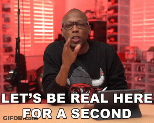 Man In Chicago Bulls Shirt Says Let's Be Real Here GIF