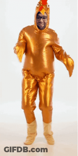 Man In Chicken Costume With Man Face GIF