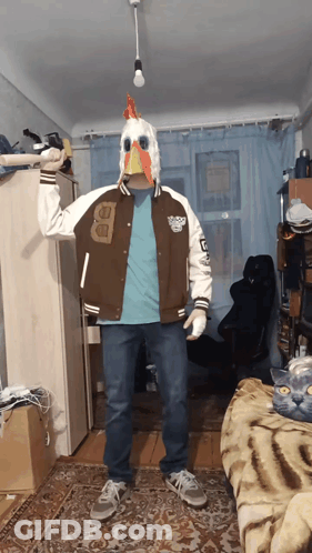 Man In Chicken Mask GIF